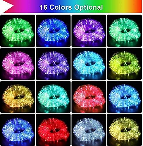 ANJAYLIA 66ft 200 LED אורות חבל חיצונית(16 צבעים משתנה ) | 66ft 200 LED אורות חבל חיצונית(לבן) ，עמיד למים אורות מחרוזת